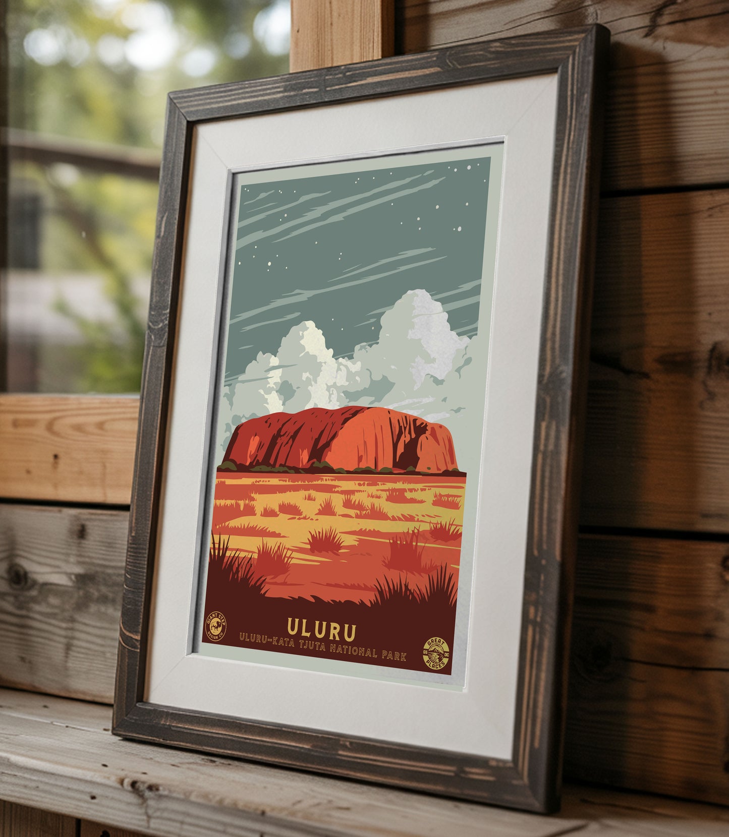 Uluṟu-Kata Tjuṯa National Park / Ayers Rock | National Park-Style WPA Travel Art Poster Print | 12" x 18" Print