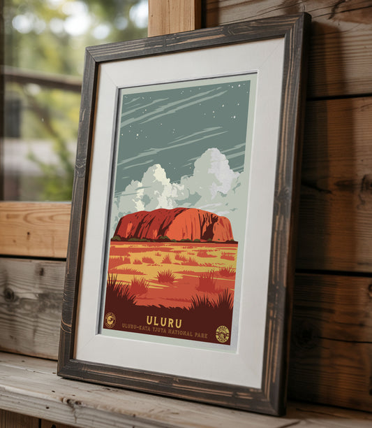 Uluṟu-Kata Tjuṯa National Park / Ayers Rock | National Park-Style WPA Travel Art Poster Print | 12" x 18" Print