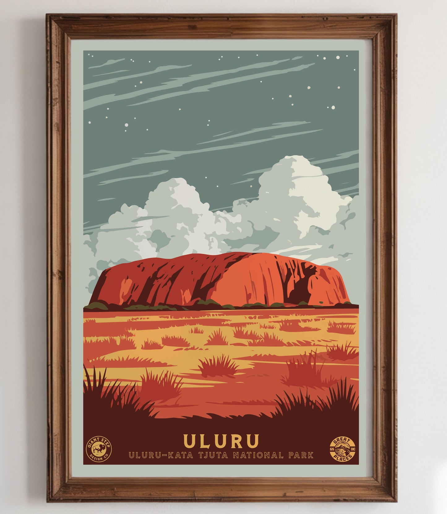 Uluṟu-Kata Tjuṯa National Park / Ayers Rock | National Park-Style WPA Travel Art Poster Print | 12" x 18" Print