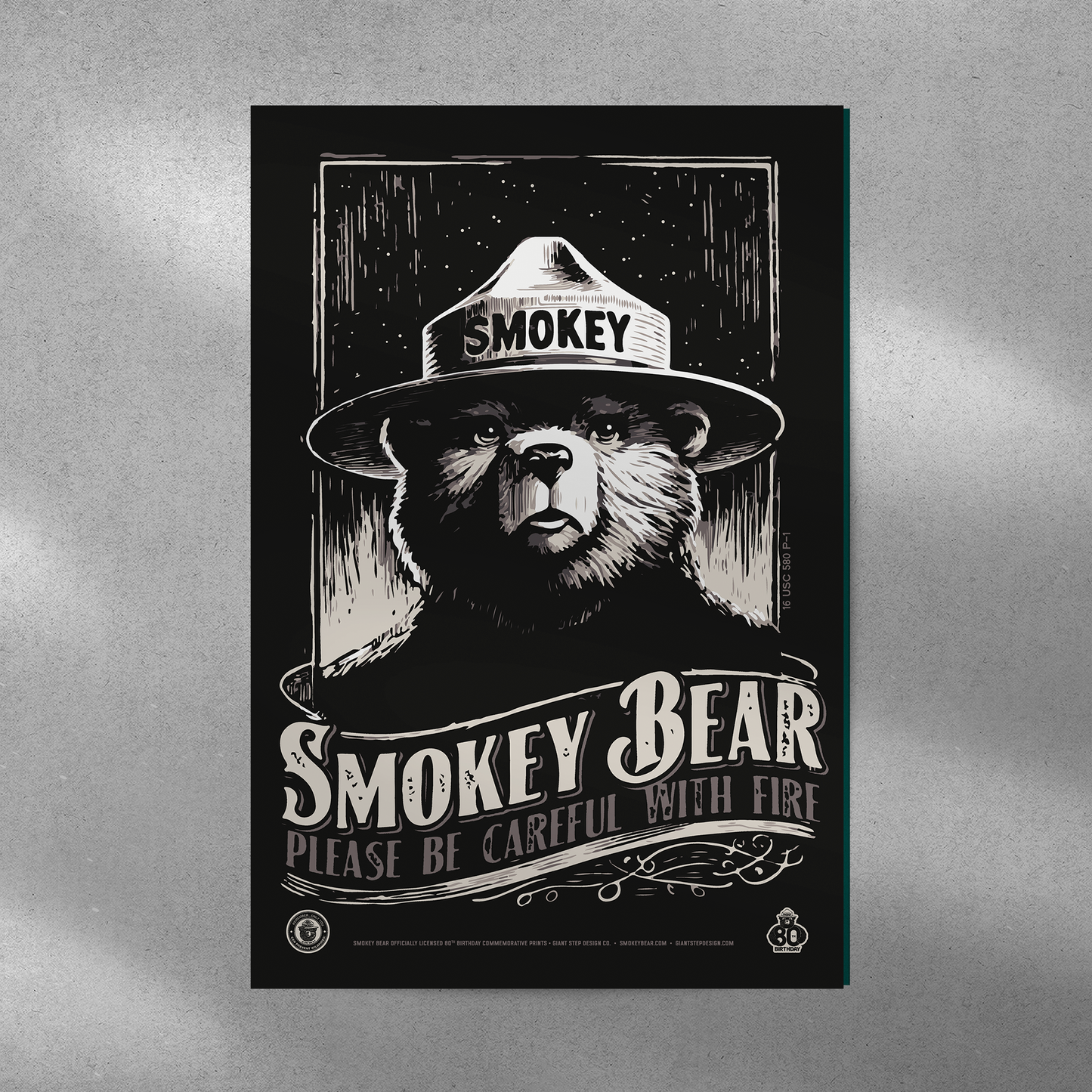 Smokey Bear WPA Style Only Can Can Prevent Wildfires Poster | 12" x 18" WPA Style Retro Art Print